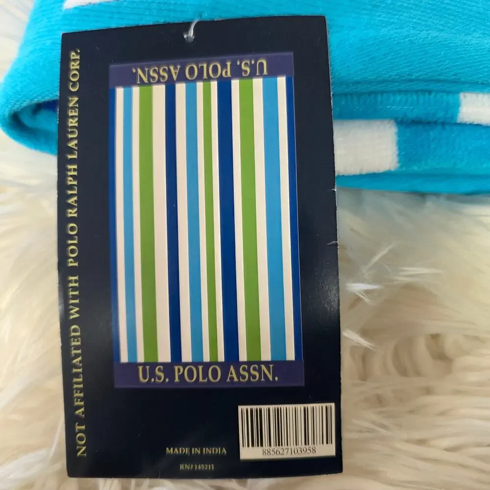 U.S. Polo Assn. Oversized (40” x 70”) Striped Nautical Design Beach Towel